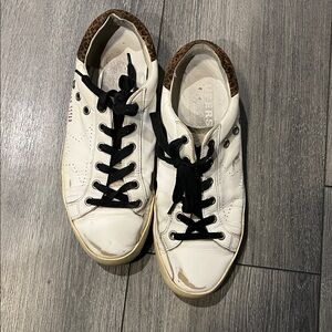 Golden Goose White and Black Athletic Shoes